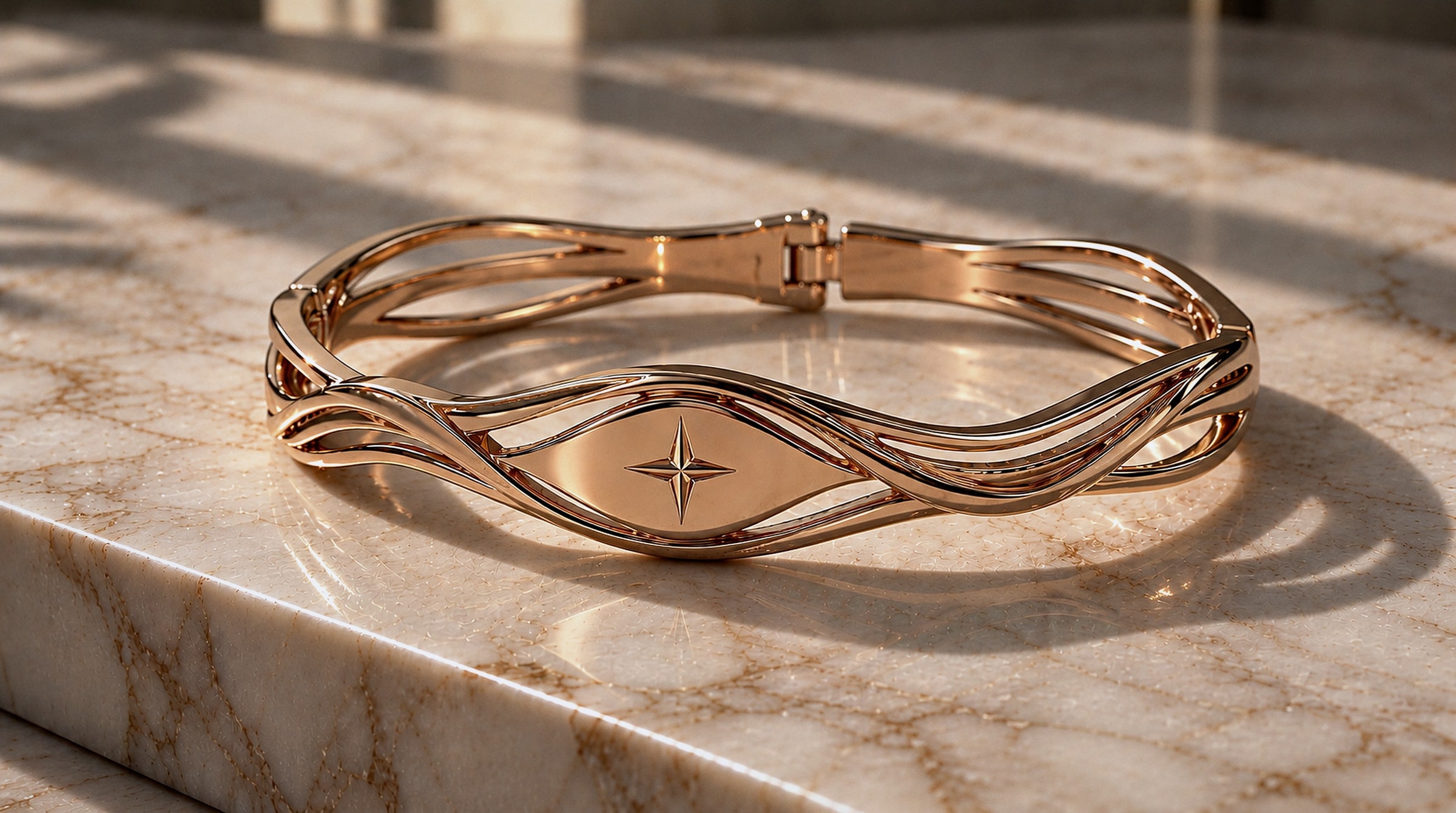 The Wave in rose gold, the OZARA eye at its centre
